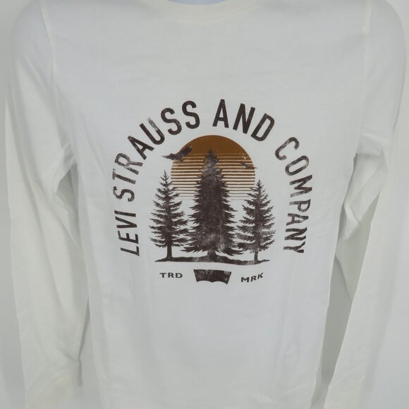 Levis Mens Long Sleeve Graphic Tee Size S White NWT - Picture 3 of 5